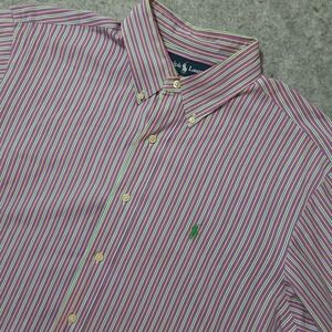Ralph Lauren‎ Button Down Mens 16.5 34/35 Purple Green Striped Classic Fit Shirt